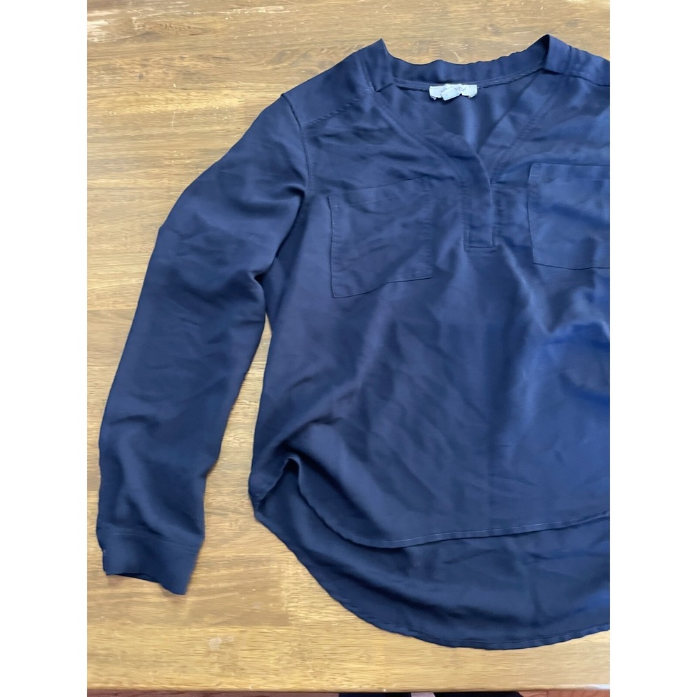 Nine West Shirt, Women's Size Medium, Navy Blue, Long Sleeve, V-neck - Picture 3 of 10